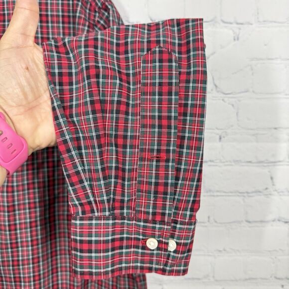 Ralph Lauren Christmas Shirt Men 17.5  34-35 Plaid Pony Red Green Classic Preppy - Picture 8 of 10